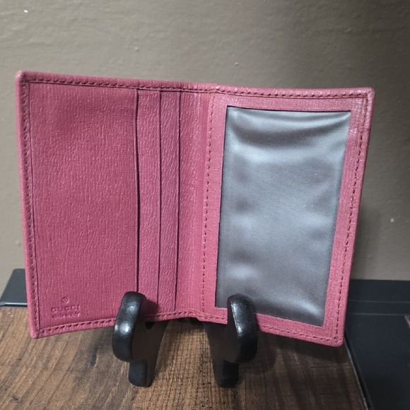 Gucci Rosso Ancora red and pink card/id Bifold Holder - Picture 2 of 12
